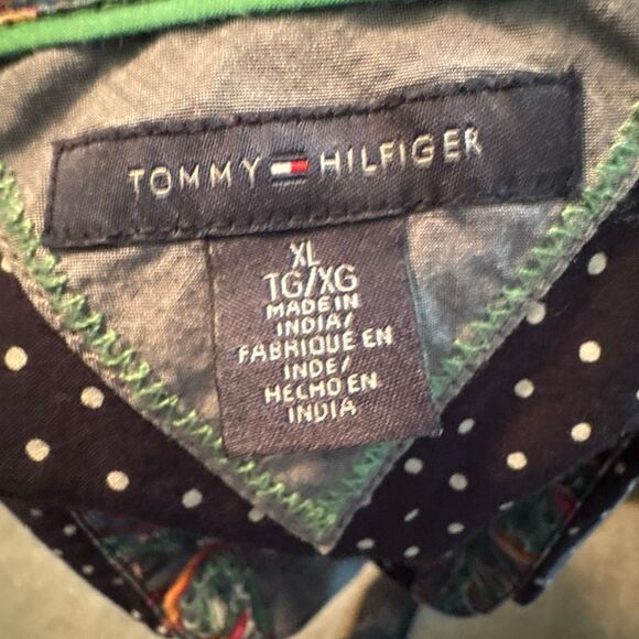 Tommy Hilfiger Womens Top,  Blouse, Size XL, Navy Blue with Polka Dots, Long Sle - Picture 8 of 9